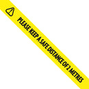 'PLEASE KEEP A SAFE DISTANCE' Black/Yellow Tape - 48mm x 33m