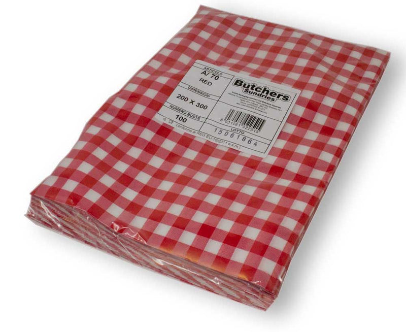 Red Gingham Vacuum Pouches (200 x 300) - 100/Pack