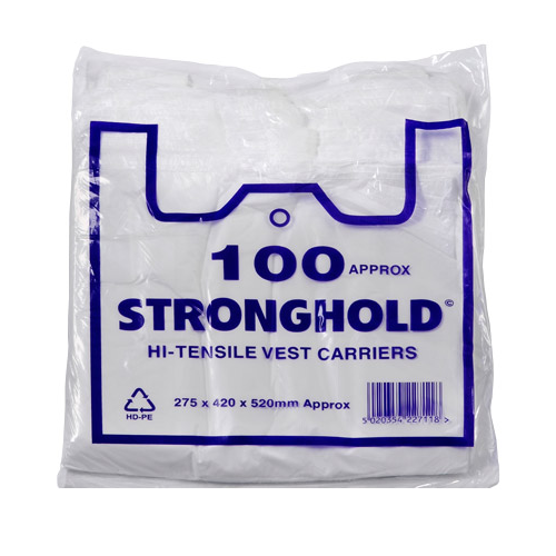 White Vest Carrier Bags (17mu) - 2000/Pack
