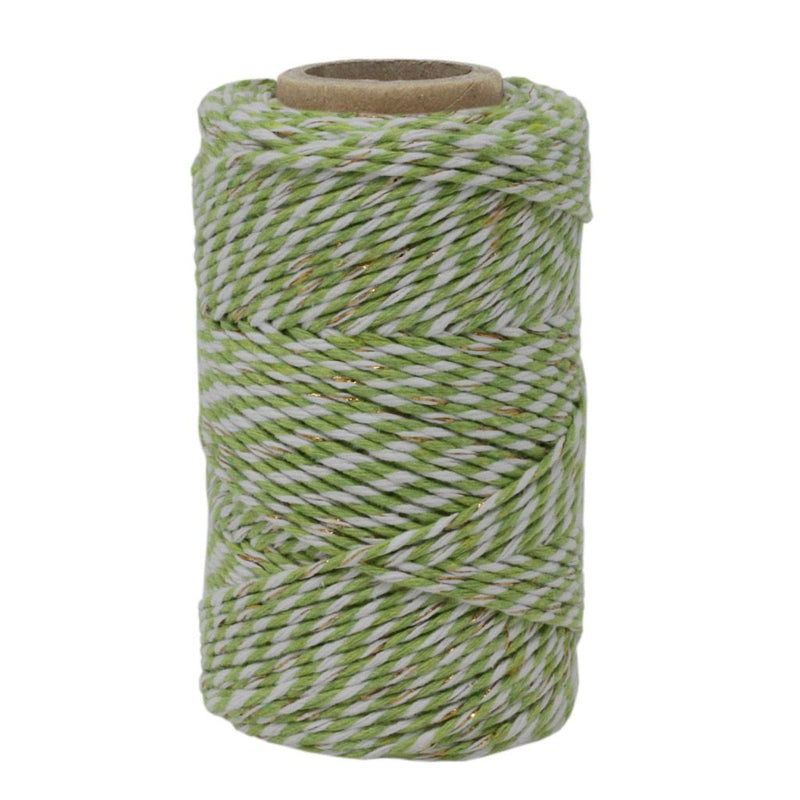 Lime Green, White & Gold Sparkle No.6 Cotton Bakers Twine