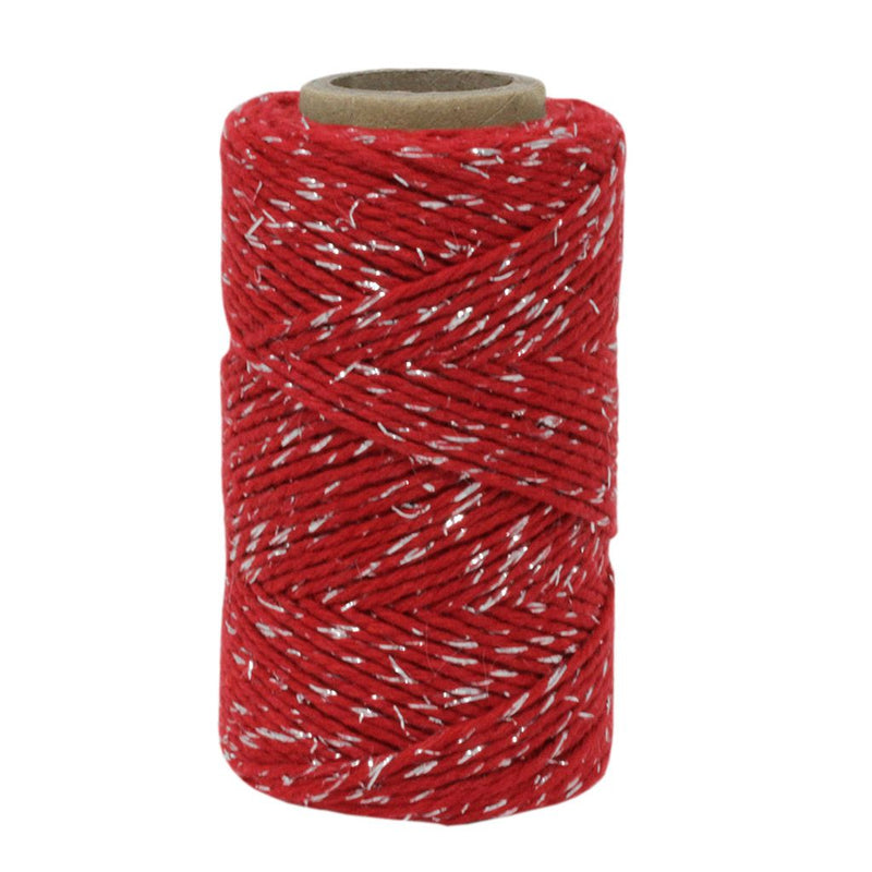 Red & Silver Sparkle No.6 Cotton Craft Twine