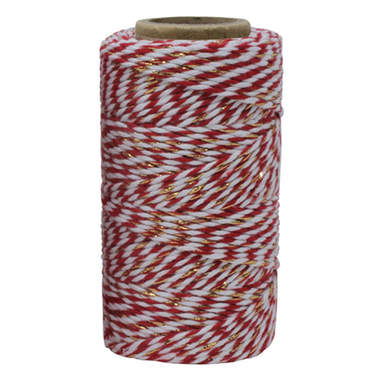 Red, White & Gold Sparkle No.6 Cotton Bakers Twine