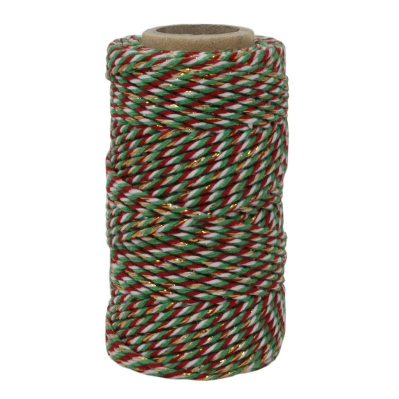 Red, White, Green & Gold Sparkle No.5 Cotton Craft Twine