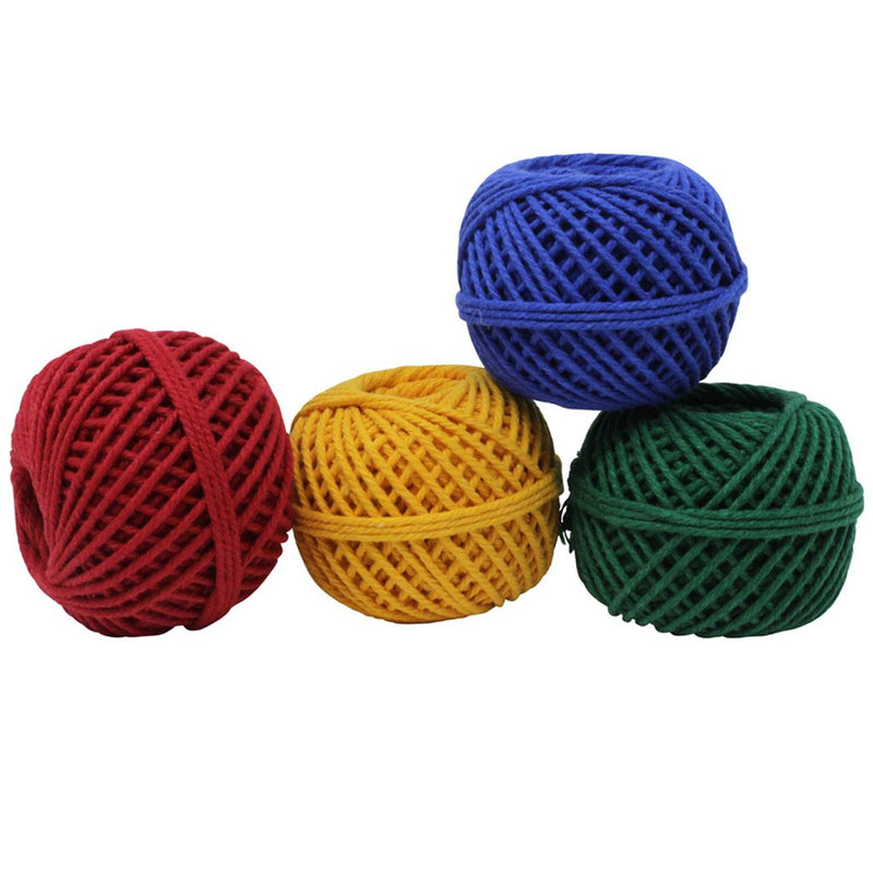 Solid Coloured 50m Cotton Twine Balls - Set of 4