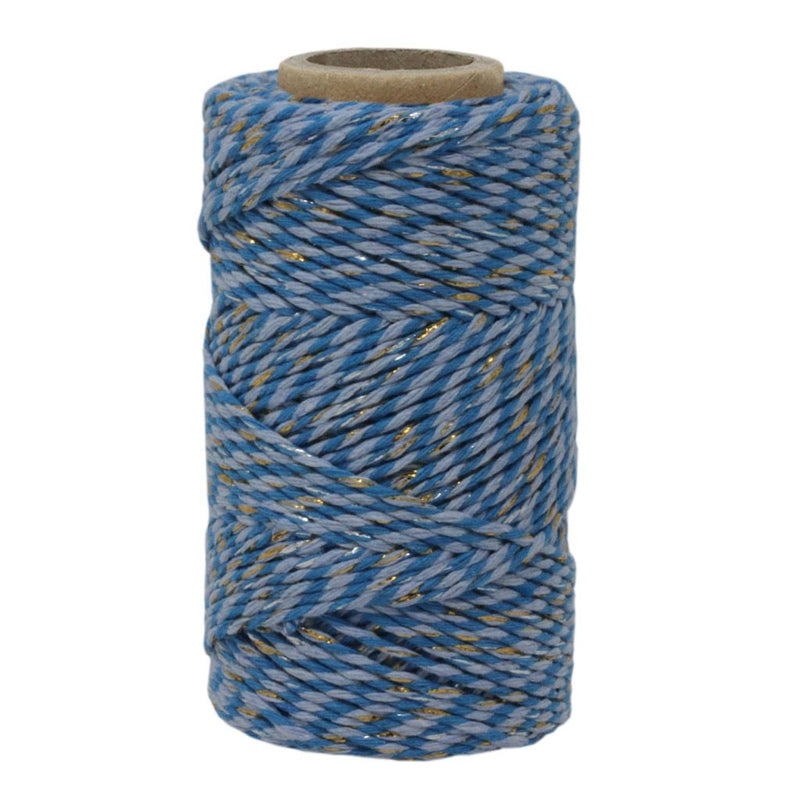 Two Tone Blue, Gold & Silver Sparkle No.6 Cotton Bakers Twine