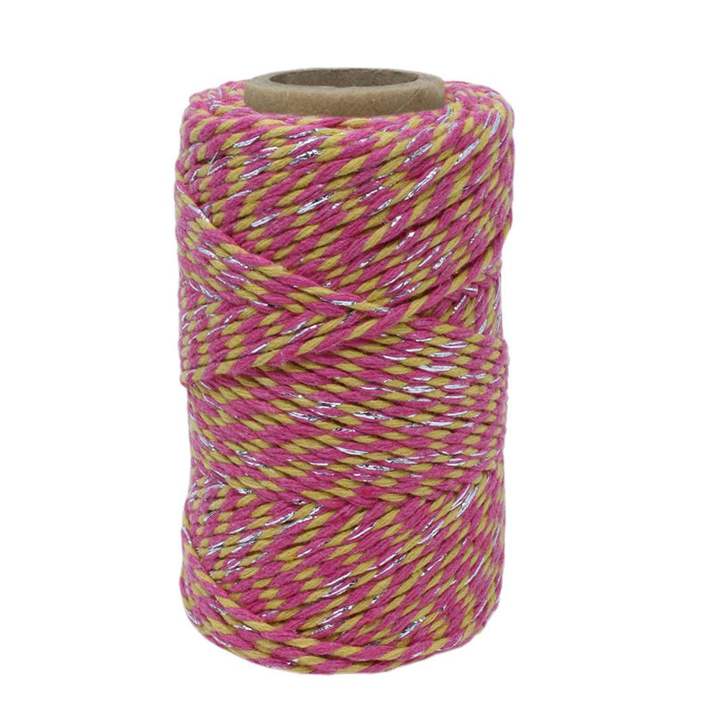 Yellow, Pink & Silver Sparkle No.6 Cotton Bakers Twine